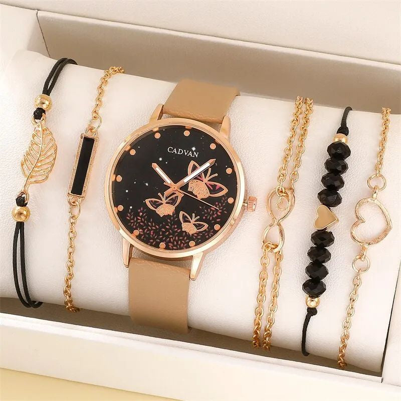 6pcs Set Watches Ladies Fashion Butterfly
