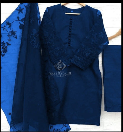Embroidered Organza Kurti & Dupatta 3Pcs