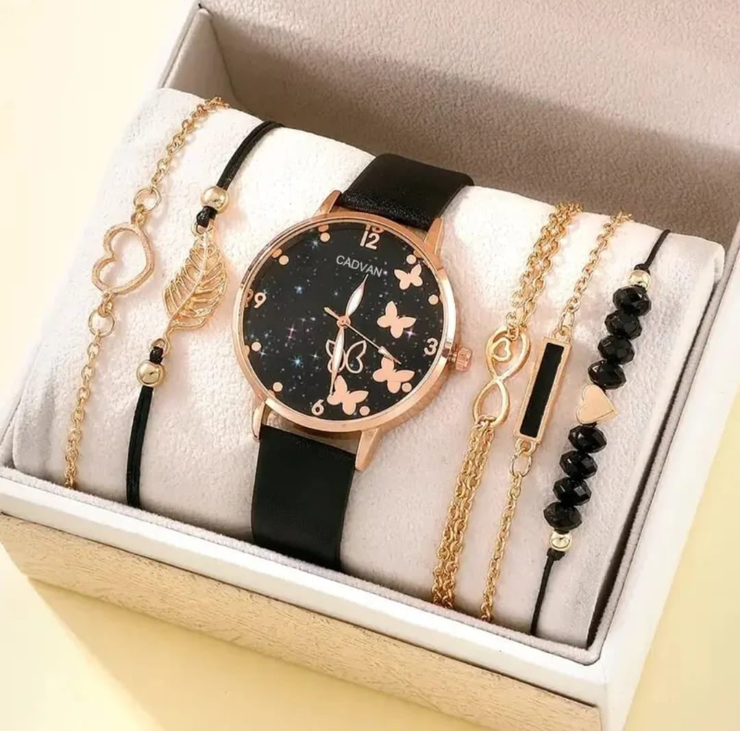 6pcs Set Watches Ladies Fashion Butterfly