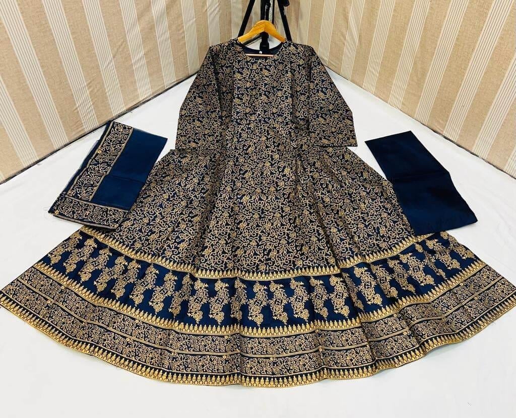 Trendy Stitched Printed Maxi 3pc DL Collections 