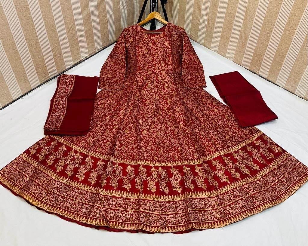 Trendy Stitched Printed Maxi 3pc DL Collections 