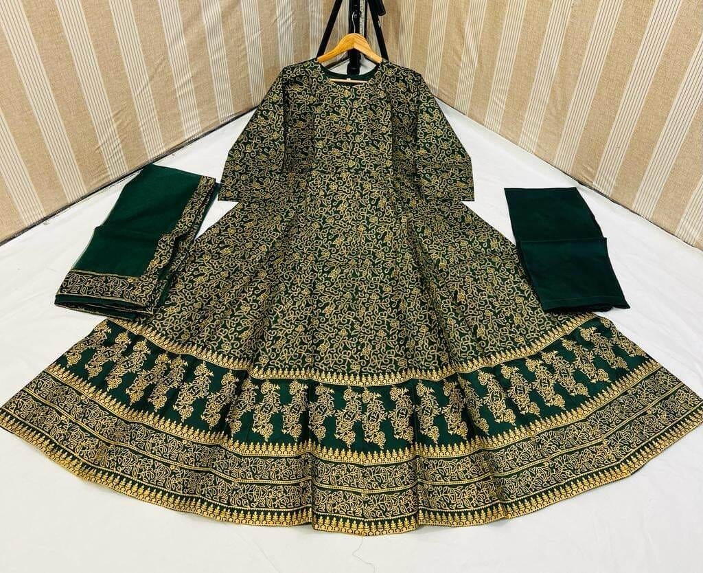 Trendy Stitched Printed Maxi 3pc DL Collections 
